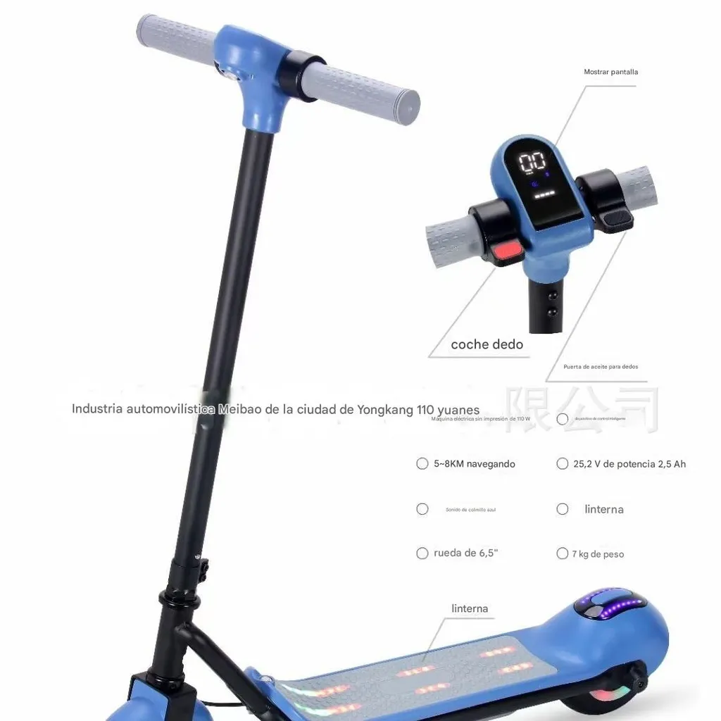 [SCOOTER-LED-AZUL] MINI SCOOTER PARA NIÑOS CON LUCES LED COLOR AZUL.webp