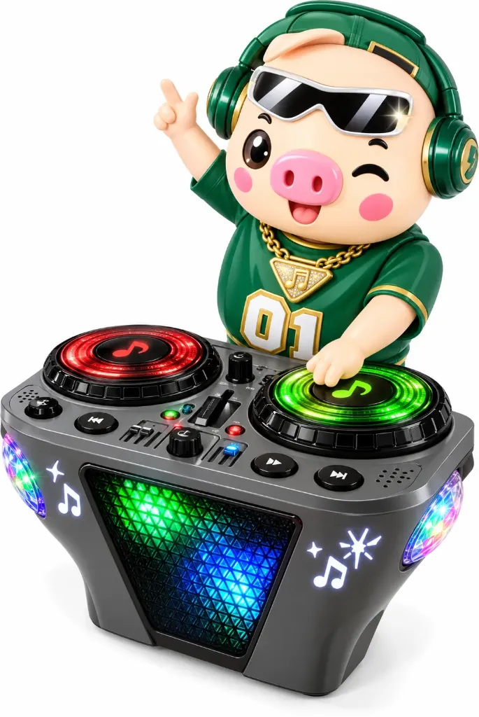 JUGUETE DE DJ CERDO CON LUCES Y MOVIMIENTO PARA NIÑOS