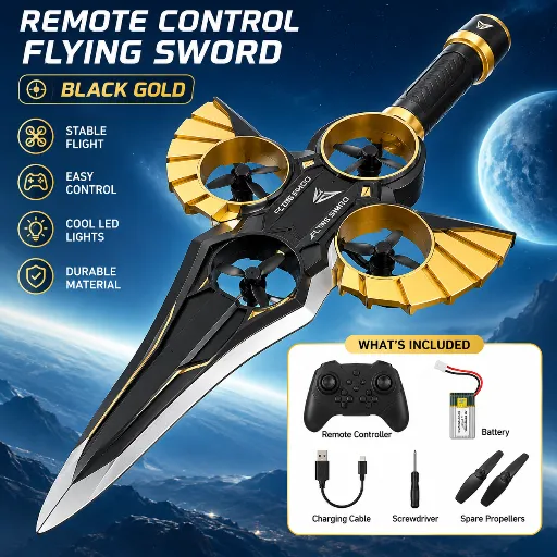 DRONE JUGUETE EN FORMA DE ESPADA VOLADORA CON CONTROL REMOTO